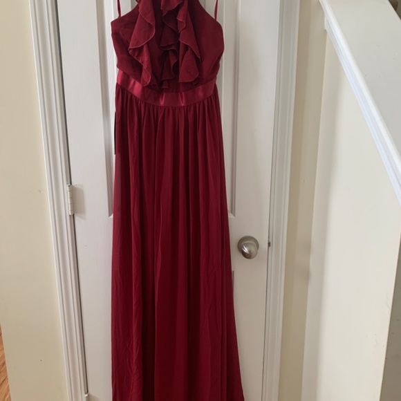 Halter Ruffles Adjustable Bridesmaids Dress - Picture 3 of 7